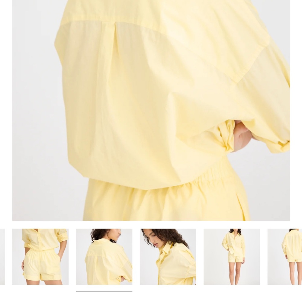 LMND / Light Yellow long sleeve Button-Up Shirt & Shorts Set - Cotton - Small - Picture 4 of 11